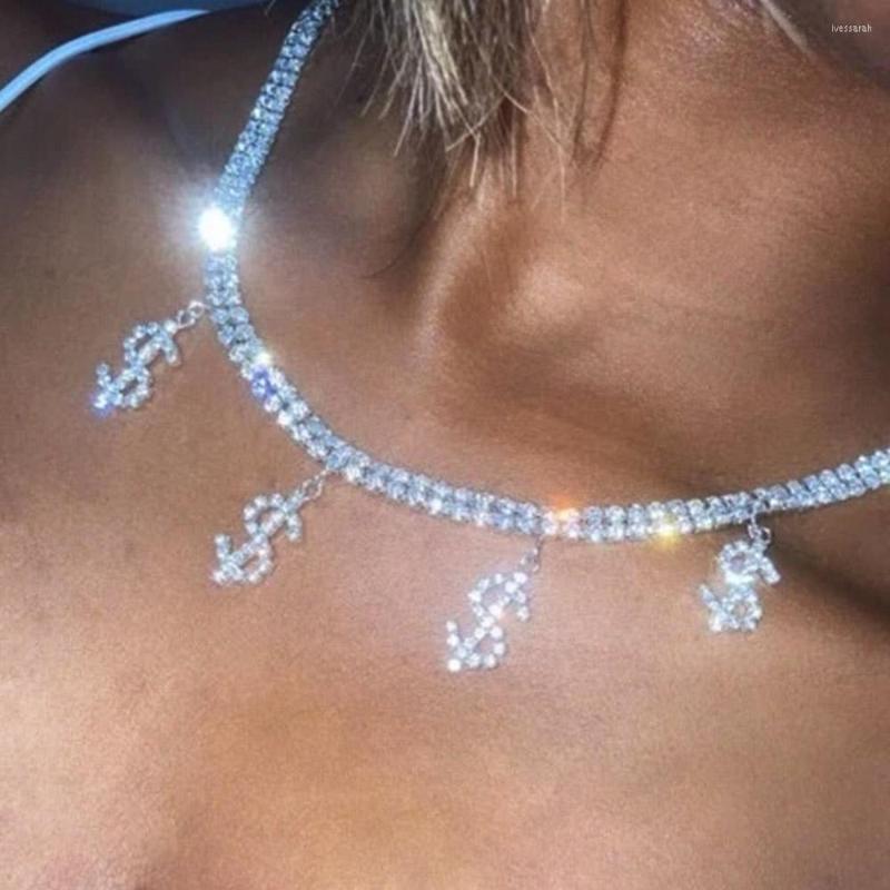 Chains Iced Out Dollar Sign Pendant Tennis Chain Necklace Choker Shiny Double Row Rhinestone Necklaces For Women Hip Hop Party Jewelry
Chains Iced Out Dollar Sign Pendant Tennis Chain Necklace Choker Shiny Double Row Rhinestone Necklaces For Women Hip Hop Party Jewelry