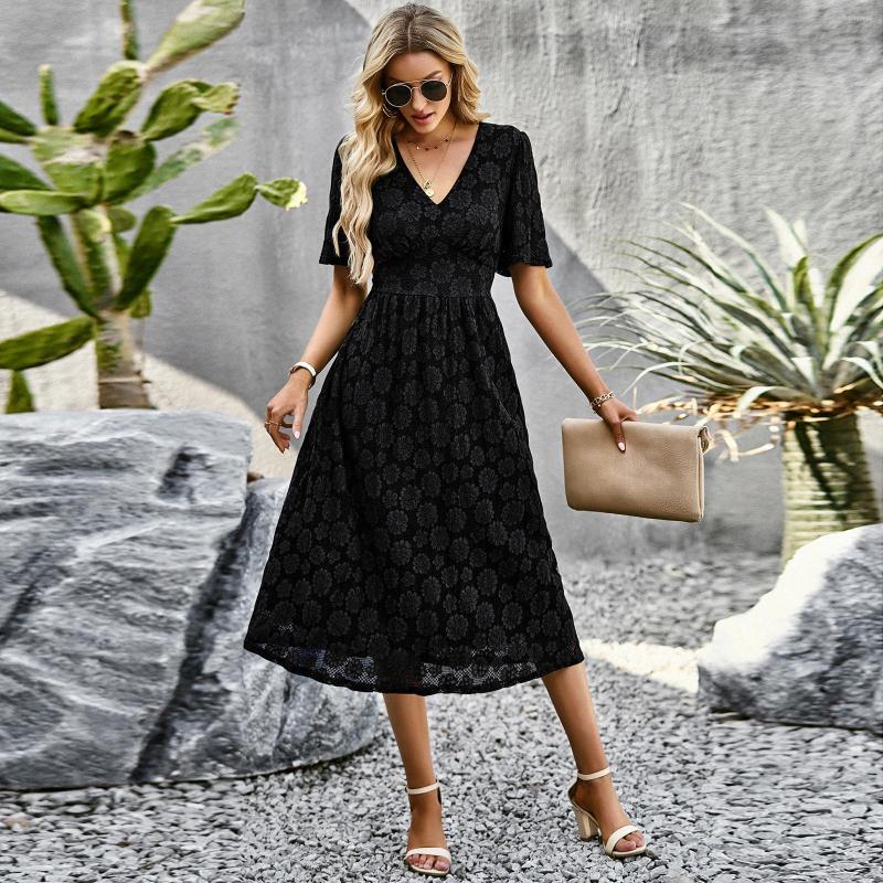 Party Dresses M Lace Dress Summer Elegant High Waist V Neck Hollow Out Short Sleeve Long For Fashion, Black
Party Dresses M Lace Dress Summer Elegant High Waist V Neck Hollow Out Short Sleeve Long For Fashion, Black