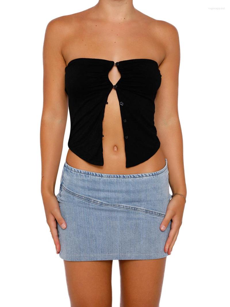 Women' Tanks Women Sexy Strapless Y2k Tube Top Summer Button Cutout Off-shoulder Crop Tops Club Streetwear, Black
Women' Tanks Women Sexy Strapless Y2k Tube Top Summer Button Cutout Off-shoulder Crop Tops Club Streetwear, Black