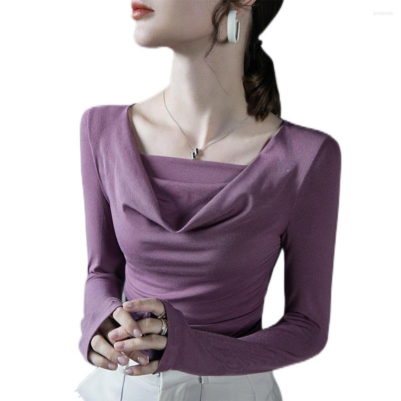 Women' T Shirts Women T-shirt Scarf Collar Solid Color Lady Tees Long Sleeve Clothing For Spring & Autumn, Lavender
Women' T Shirts Women T-shirt Scarf Collar Solid Color Lady Tees Long Sleeve Clothing For Spring & Autumn, Lavender