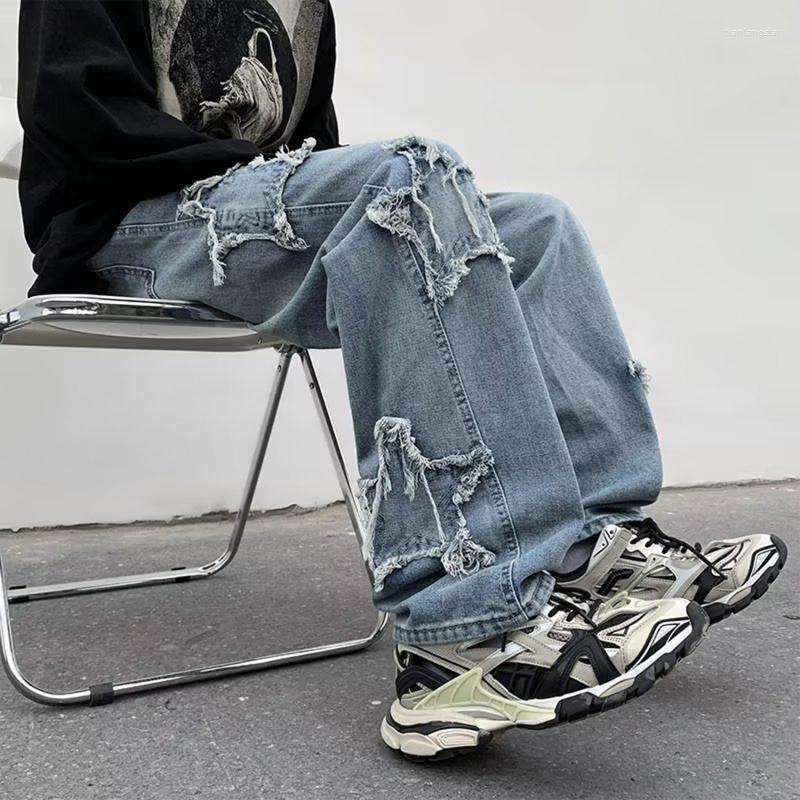 Men' Jeans Stars Patchwork Embroidery Men Oversize Baggy Male Trousers Y2K Clothes Straight Hip Hop Streetwear, Blue
Men' Jeans Stars Patchwork Embroidery Men Oversize Baggy Male Trousers Y2K Clothes Straight Hip Hop Streetwear, Blue