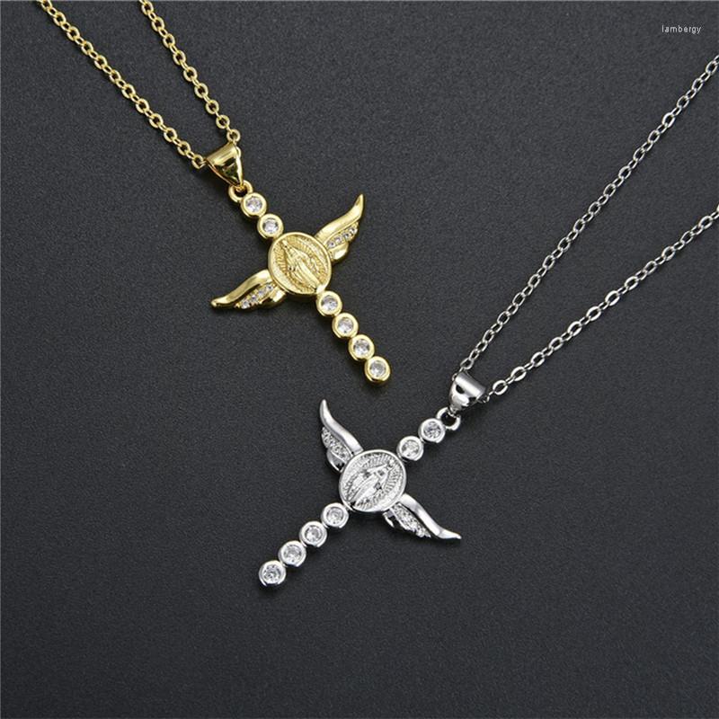 Pendant Necklaces Copper With Shiny Zircon Cross Wing Necklace For Our Lady Catholic Virgin Mary Chokers Women Birthday Gift
Pendant Necklaces Copper With Shiny Zircon Cross Wing Necklace For Our Lady Catholic Virgin Mary Chokers Women Birthday Gift