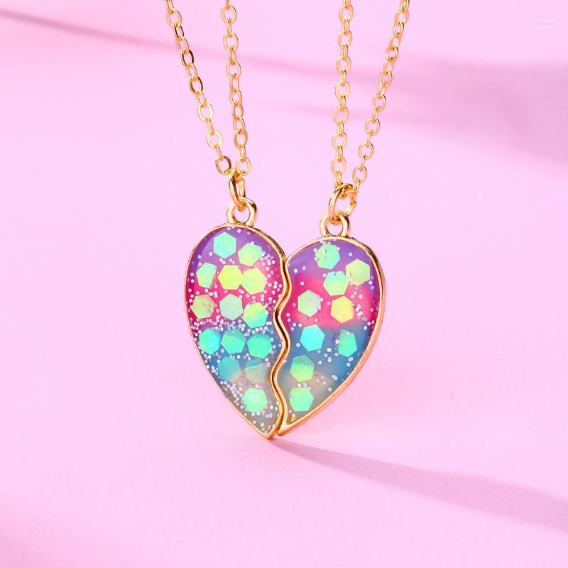 Pendant Necklaces Lovecryst 2Pcs/set Rainbow Sequins Dripping Oil Friends Half Heart Magnetic Necklace For Girls BFF Friendship Jewelry Gift
Pendant Necklaces Lovecryst 2Pcs/set Rainbow Sequins Dripping Oil Friends Half Heart Magnetic Necklace For Girls BFF Friendship Jewelry Gift