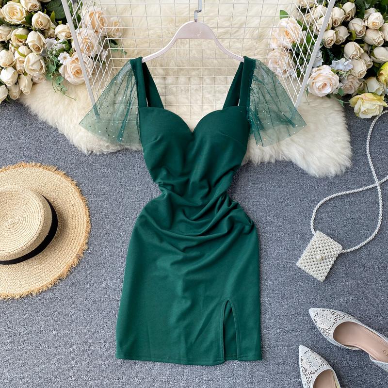 Casual Dresses SINGRAIN Women Backless Ruched Strap Dress Summer Mesh Splice Sexy Fashion Split Party Korean Chic Short, Green
Casual Dresses SINGRAIN Women Backless Ruched Strap Dress Summer Mesh Splice Sexy Fashion Split Party Korean Chic Short, Green