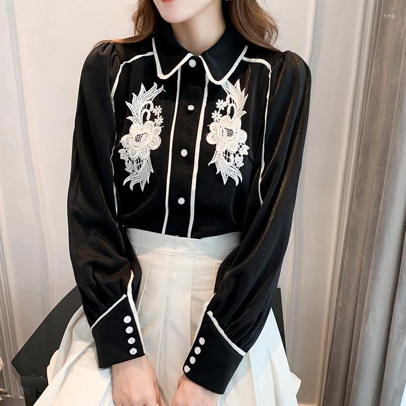Women' Blouses Autumn Winter Women Lace Tops Retro Style Embroidery Lantern Sleeve Shirt Turn Down Collar Office Lady Blouse, Black
Women' Blouses Autumn Winter Women Lace Tops Retro Style Embroidery Lantern Sleeve Shirt Turn Down Collar Office Lady Blouse, Black