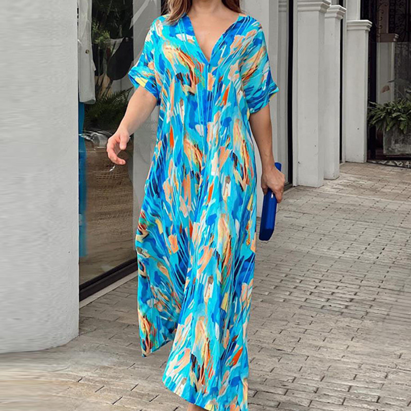 Casual Dresse V Neck Painted Print Loose Long Summer Half Sleeve Maxi es Holiday Seaside Beach Cover 230512, Green
Casual Dresse V Neck Painted Print Loose Long Summer Half Sleeve Maxi es Holiday Seaside Beach Cover 230512, Green