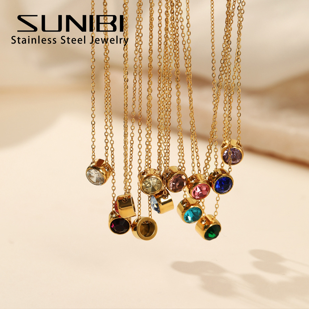 SUNIBI Stainless Steel Birthstone Necklace for Woman Gold Color Bride Designer Pendant Necklaces Birthday Gift Fashion Jewelry
SUNIBI Stainless Steel Birthstone Necklace for Woman Gold Color Bride Designer Pendant Necklaces Birthday Gift Fashion Jewelry