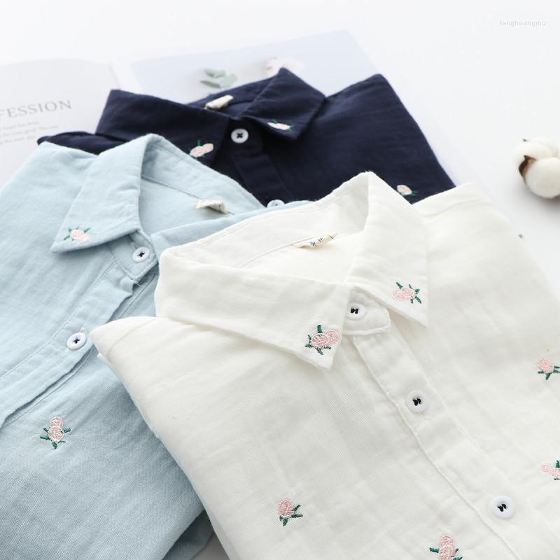 Women' Blouses Spring Autumn Cotton Yarn Long Sleeve Matching Shirt Lapel Embroidery Floral BasIC Women, White
Women' Blouses Spring Autumn Cotton Yarn Long Sleeve Matching Shirt Lapel Embroidery Floral BasIC Women, White
