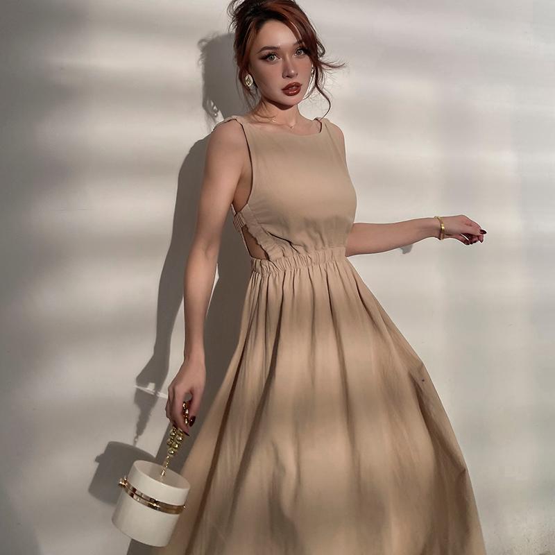Casual Dresses Elegant Boatneck Sleeveless Vintage Fit And Flare Dress Summer Backless Party Swing For Women Sundress, Khaki
Casual Dresses Elegant Boatneck Sleeveless Vintage Fit And Flare Dress Summer Backless Party Swing For Women Sundress, Khaki