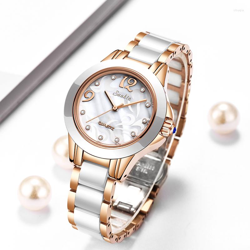 Wristwatches SUNKTA Ceramic Women Watch Fashion Waterproof Ladies Watches Elegant Female Bracelet Wristwatch Luxury Quartz Clock Montre, Silver white-t3
Wristwatches SUNKTA Ceramic Women Watch Fashion Waterproof Ladies Watches Elegant Female Bracelet Wristwatch Luxury Quartz Clock Montre, Silver white-t3