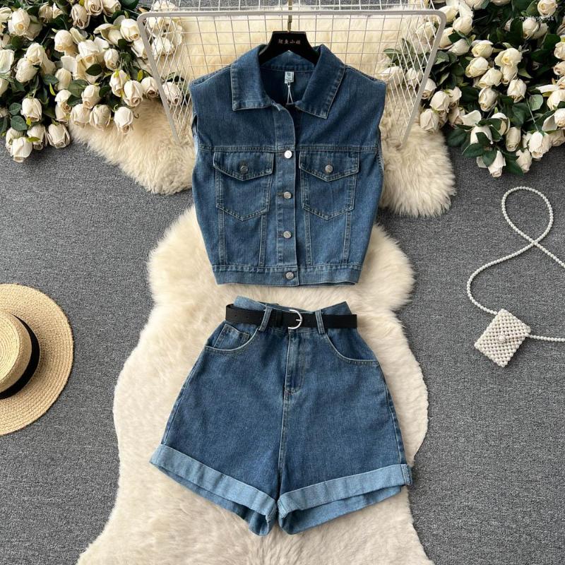 Women's Tracksuits Spicy Girl Denim Set Women's Summer Vintage Sweet Cool Sleeveless Shirt Top And High Waist Loose Leg Shorts Two Piece, Black
Women's Tracksuits Spicy Girl Denim Set Women's Summer Vintage Sweet Cool Sleeveless Shirt Top And High Waist Loose Leg Shorts Two Piece, Black