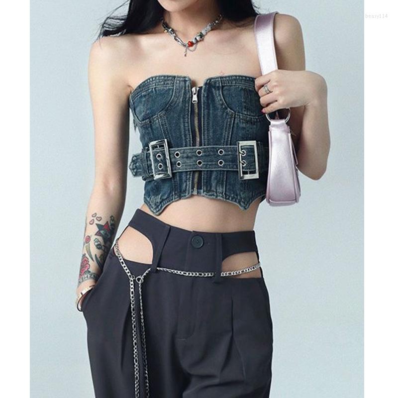 Women' Tanks Retro Open Back Denim Top Women Skinny Sleeveless Streetwear Summer Fashion Blue Distressed Outerwear Workwear Ladies Corset
Women' Tanks Retro Open Back Denim Top Women Skinny Sleeveless Streetwear Summer Fashion Blue Distressed Outerwear Workwear Ladies Corset