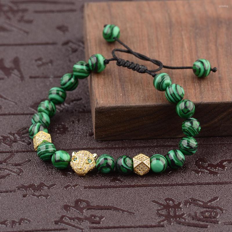 Strand Luxury Inlaid Zircon Leopard Beaded Bracelet Green Natural Stone African Turquoises Beads For Men Yoga Healing Jewelry
Strand Luxury Inlaid Zircon Leopard Beaded Bracelet Green Natural Stone African Turquoises Beads For Men Yoga Healing Jewelry