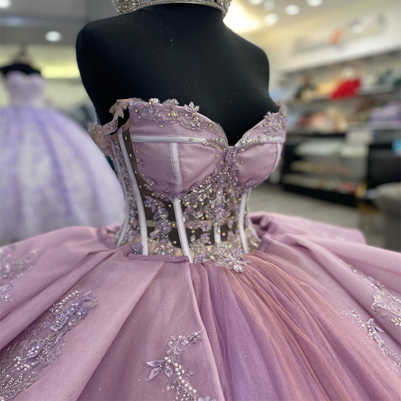 Quinceanera Purple Princess Dresses Sexy Sweetheart Ball Gown Sweet 16 Long Train Vestidos 15 Anos Custom Made Pageant Miss