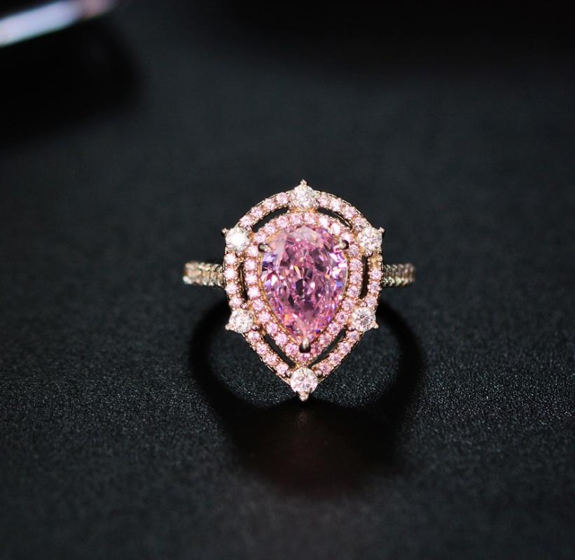 Cluster Rings CMajor Sterling Silver Synthetic Diamond Jewelry 14ct Sweet Imitation Water Drop Shape Pink Classic Ring For Women
Cluster Rings CMajor Sterling Silver Synthetic Diamond Jewelry 14ct Sweet Imitation Water Drop Shape Pink Classic Ring For Women