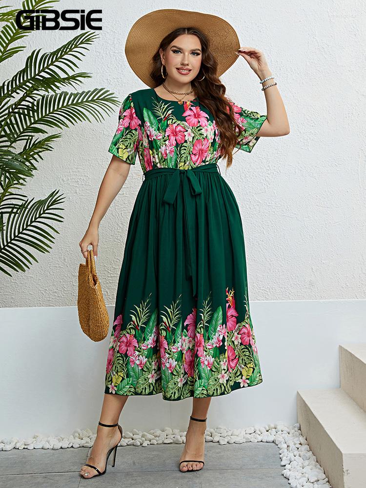Plus Size Dresses GIBSIE Floral Print O-Neck Vintage Belted Dress Women Holiday Boho Summer High Waist A-line Casual Long 2023, Dark green
Plus Size Dresses GIBSIE Floral Print O-Neck Vintage Belted Dress Women Holiday Boho Summer High Waist A-line Casual Long 2023, Dark green