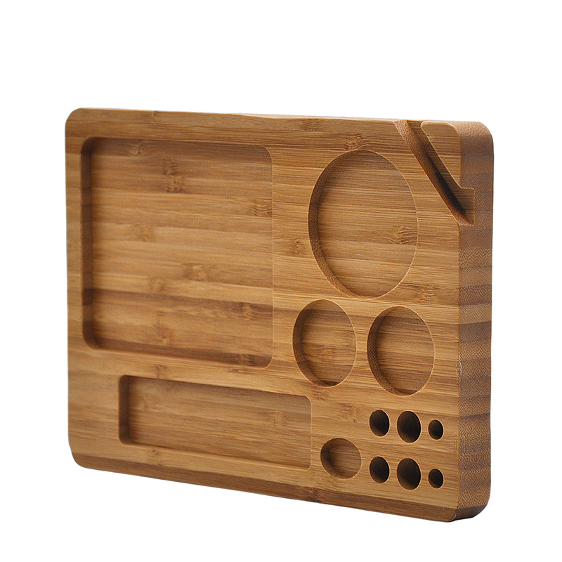 Wood Rolling Tray Household Smoking Accessories With Groove Exquisite Square Tobacco Roll Trays Cigarette Smoke