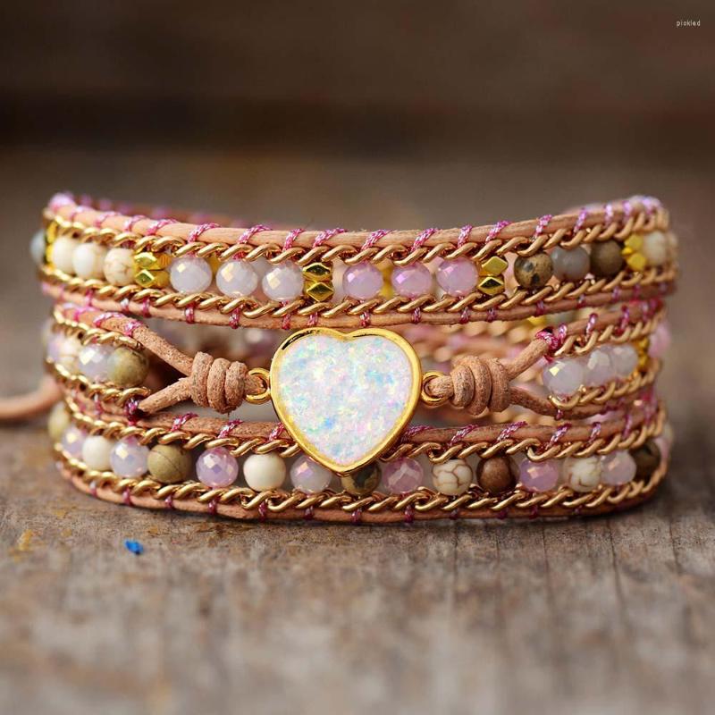 Strand Fancy 3 Heart Shape Leather Wrap Bracelet Spiritual Natural Stone Crystal Weaving Cuff Teengirls Jewelry
Strand Fancy 3 Heart Shape Leather Wrap Bracelet Spiritual Natural Stone Crystal Weaving Cuff Teengirls Jewelry