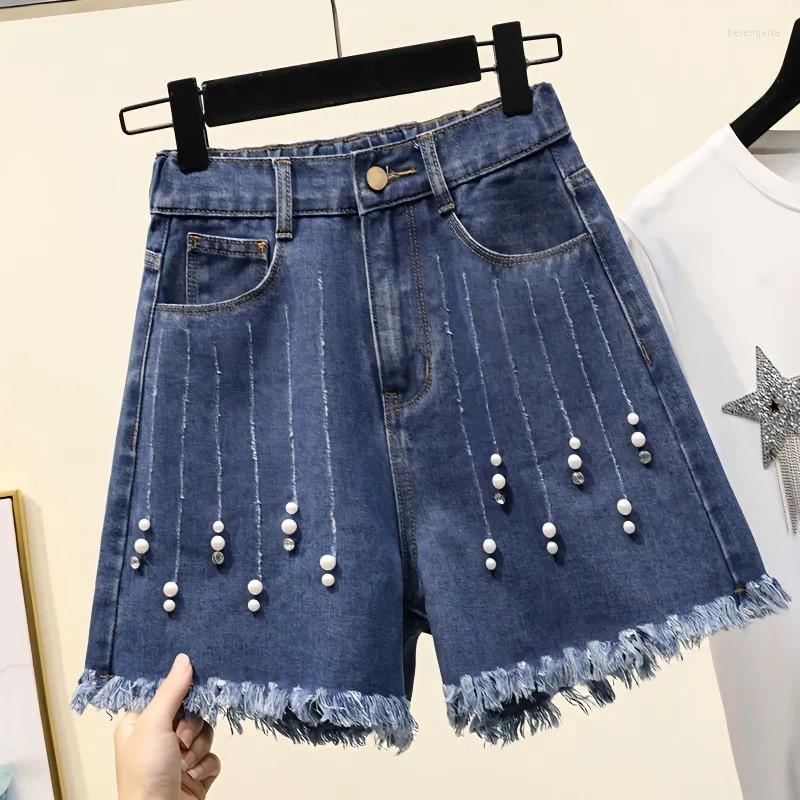 Women's Jeans XL-5XL Beaded Shorts Woemn 2023 Summer High Waist Wide Leg Pants Washed Denim Elastic Buttons Women Casual, Blue
Women's Jeans XL-5XL Beaded Shorts Woemn 2023 Summer High Waist Wide Leg Pants Washed Denim Elastic Buttons Women Casual, Blue