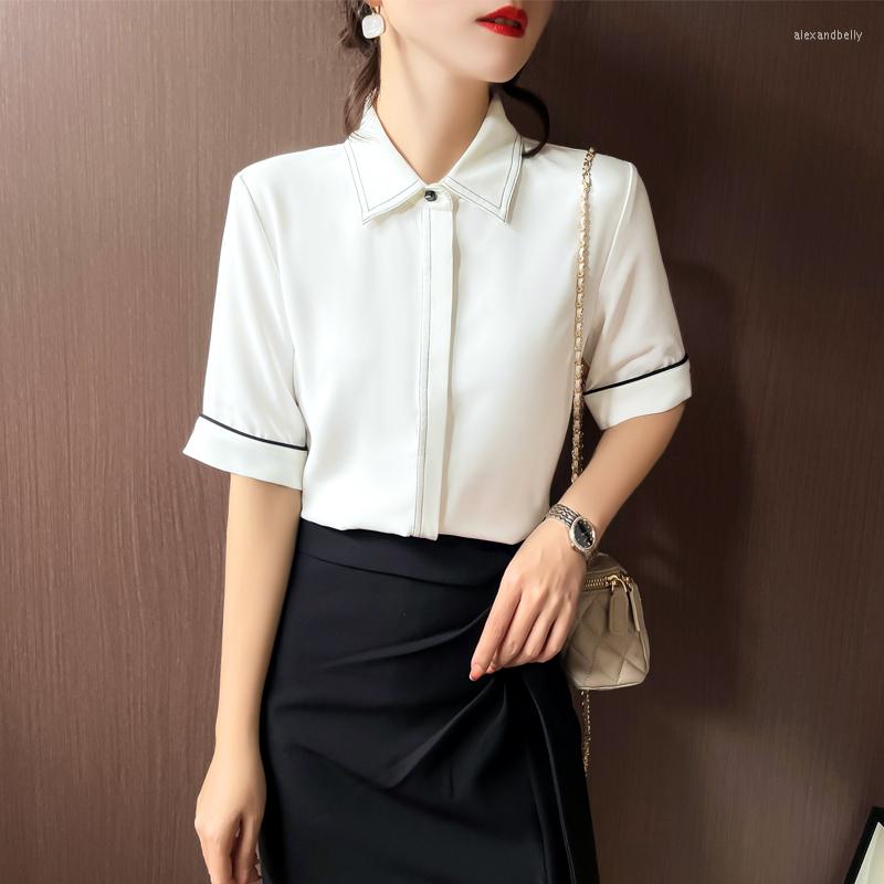 Women' Blouses Solid Color Office Lady Chiffon Shirts Bottoming Spring Summer Short Sleeve Womans Blouse Elegant Tops Blusa Mujer, White
Women' Blouses Solid Color Office Lady Chiffon Shirts Bottoming Spring Summer Short Sleeve Womans Blouse Elegant Tops Blusa Mujer, White
