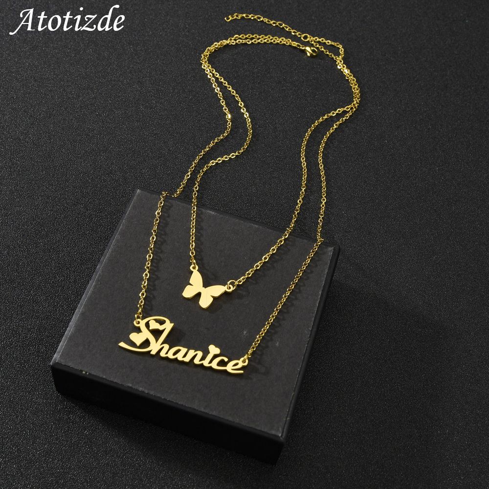 Atoztide Customized Name Necklace Butterfly Choker Stainless Steel Letter Double Layers Chain Pendant Jewelry for Women Gift
Atoztide Customized Name Necklace Butterfly Choker Stainless Steel Letter Double Layers Chain Pendant Jewelry for Women Gift
