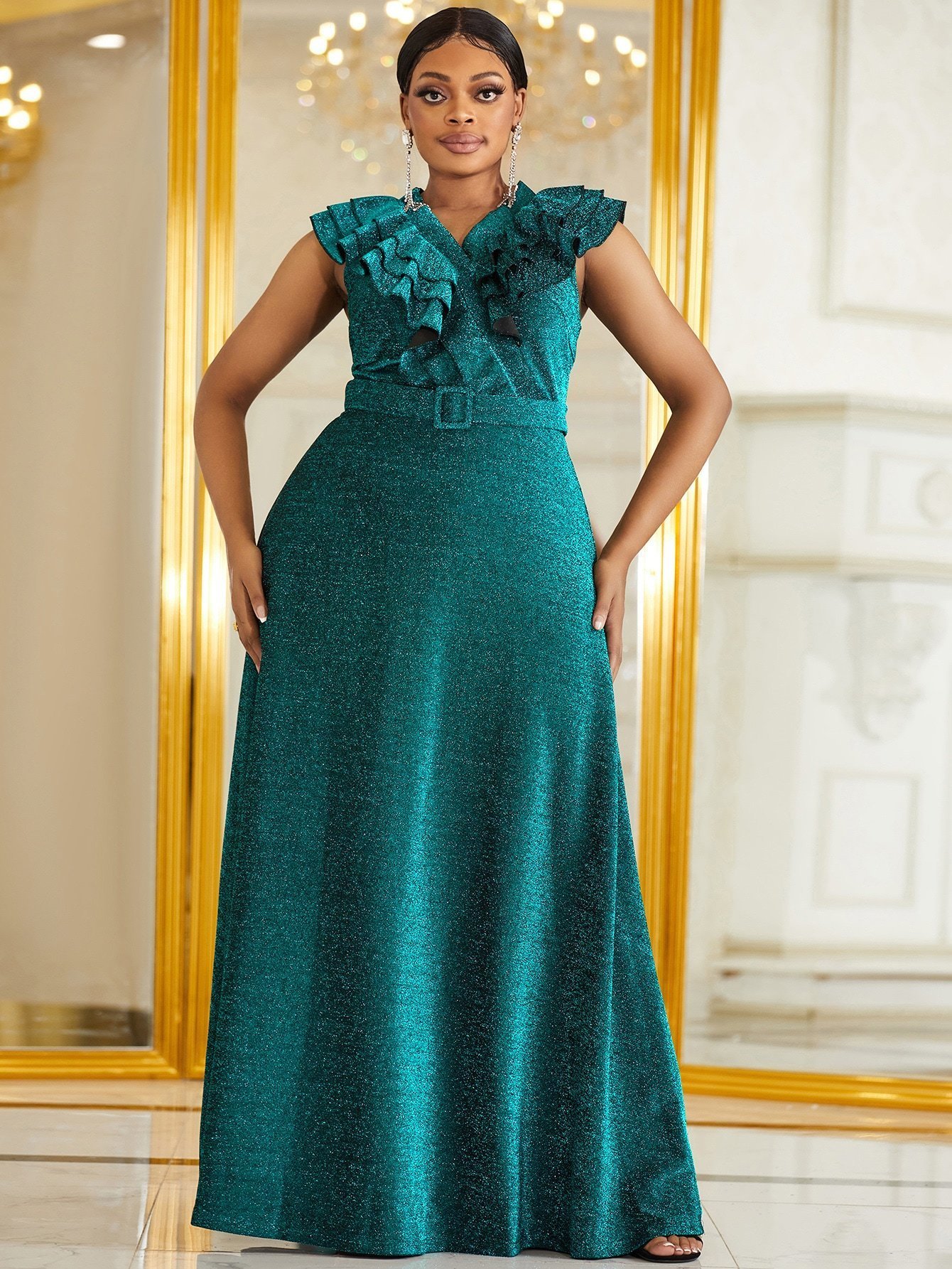 Plus size Dresses Size Sexy Sleeveless High Waist With Belt Party Evening Large Women's Elegant Slim Fit Female Clothes 230512, Green
Plus size Dresses Size Sexy Sleeveless High Waist With Belt Party Evening Large Women's Elegant Slim Fit Female Clothes 230512, Green