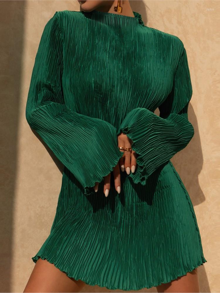 Casual Dresses Vintage Party Mini Fashion Women Long Sleeve Vestidos Female Bodycon Solid O-Neck Holiday Pleated Dress, Green
Casual Dresses Vintage Party Mini Fashion Women Long Sleeve Vestidos Female Bodycon Solid O-Neck Holiday Pleated Dress, Green