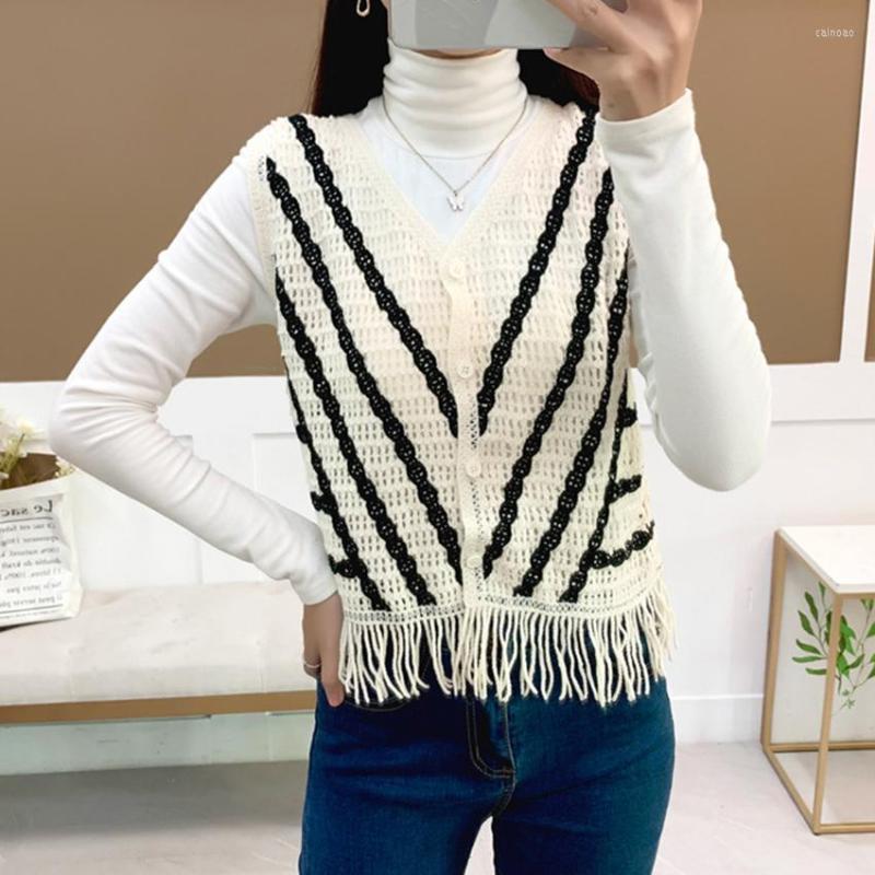 Women's Vests Women V-Neck Single Breasted Hollow Out Crochet Vest Striped Sleeveless Jacket Waistcoat Knit Cardigan Mujer With Tassel, Picture shown
Women's Vests Women V-Neck Single Breasted Hollow Out Crochet Vest Striped Sleeveless Jacket Waistcoat Knit Cardigan Mujer With Tassel, Picture shown