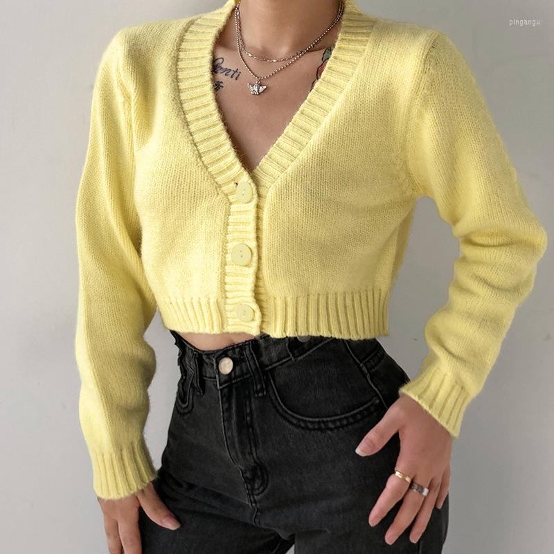 Women' Knits Women Long Sleeve Yellow Knitted Cardigan V-Neck Button Down Warm Sweater Coat Harajuku Solid Color Slim Cropped Outwear
Women' Knits Women Long Sleeve Yellow Knitted Cardigan V-Neck Button Down Warm Sweater Coat Harajuku Solid Color Slim Cropped Outwear