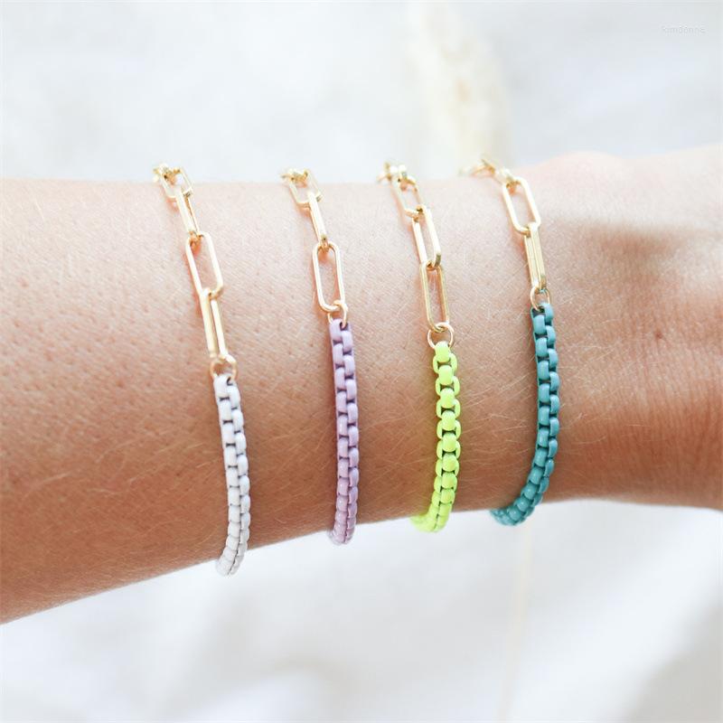 Charm Bracelets 2023 Fashion Women Simple Boxes Paper Clips Chain Splicing Bracelet Creative