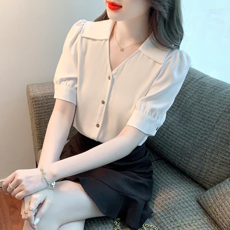 Women's Blouses Solid Color Office Lady Chiffon Shirts 2023 Spring Summer Short Sleeve Womans Blouse Elegant Tops Blusa Mujer, White
Women's Blouses Solid Color Office Lady Chiffon Shirts 2023 Spring Summer Short Sleeve Womans Blouse Elegant Tops Blusa Mujer, White