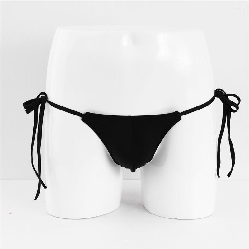 

Underpants Sexy Men Sissy Briefs Low Rise Pouch Thong Bikini G-String Thin Rope Up Short Boxers Tangas Posing Underwear T-back Panties, White