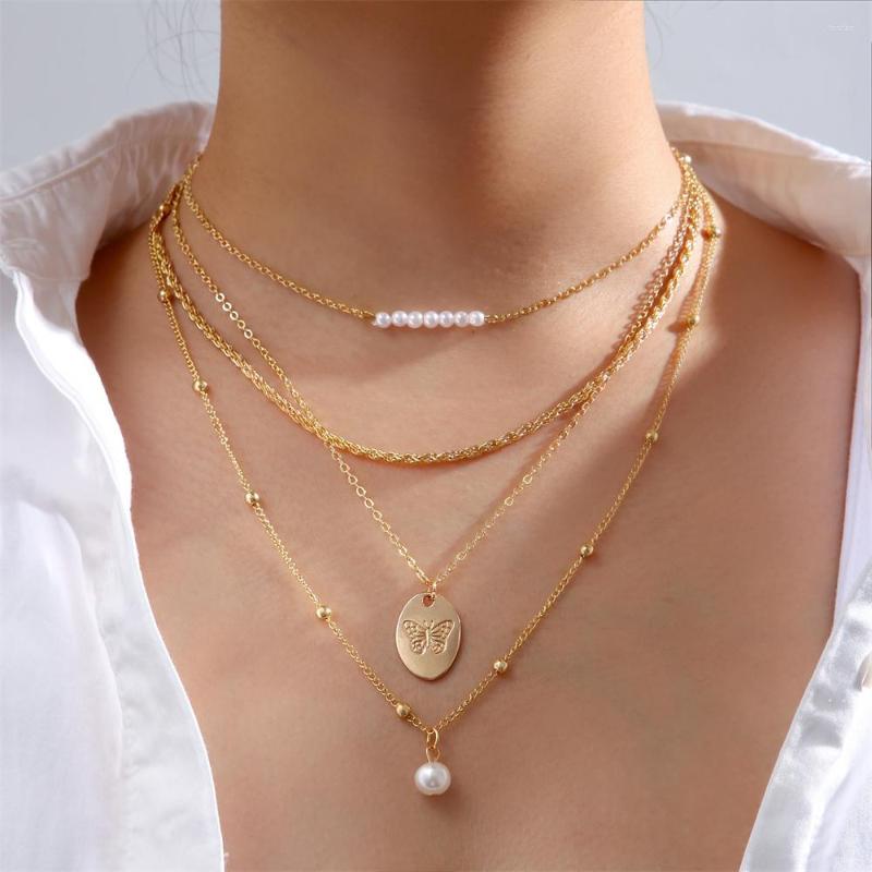 Pendant Necklaces 4pcs/set Gold Color Multilayer Butterfly Pearl Necklace For Women Fashion Choker Chain Accessories Jewelry 2023
Pendant Necklaces 4pcs/set Gold Color Multilayer Butterfly Pearl Necklace For Women Fashion Choker Chain Accessories Jewelry 2023
