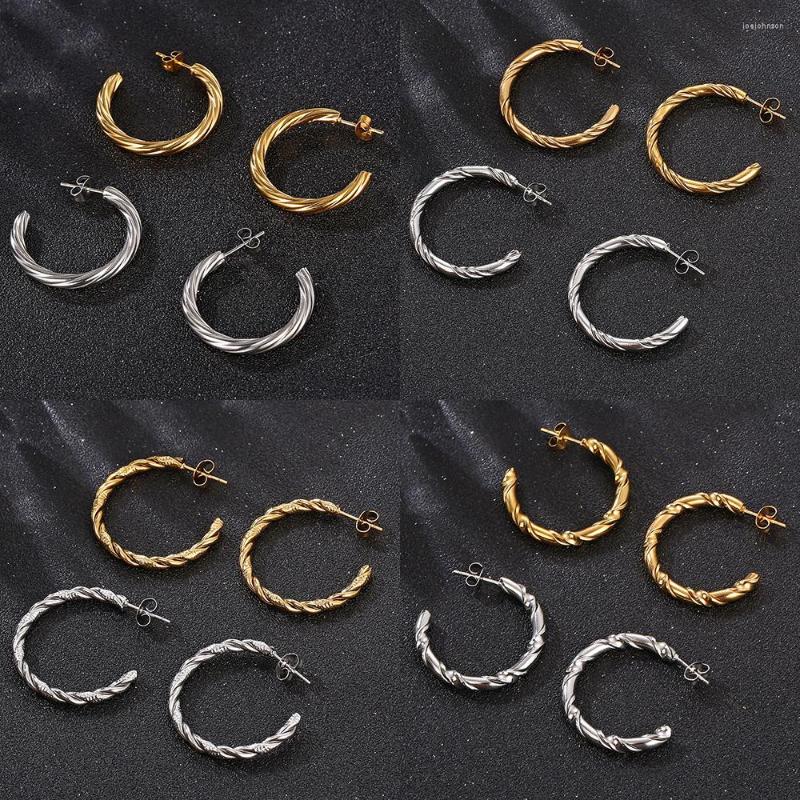 Hoop Earrings Creative Metal Stainless Steel Twisted For Women Gold Plated C Shape Open Circle Earring Punk Jewelry Brincos 2023
Hoop Earrings Creative Metal Stainless Steel Twisted For Women Gold Plated C Shape Open Circle Earring Punk Jewelry Brincos 2023