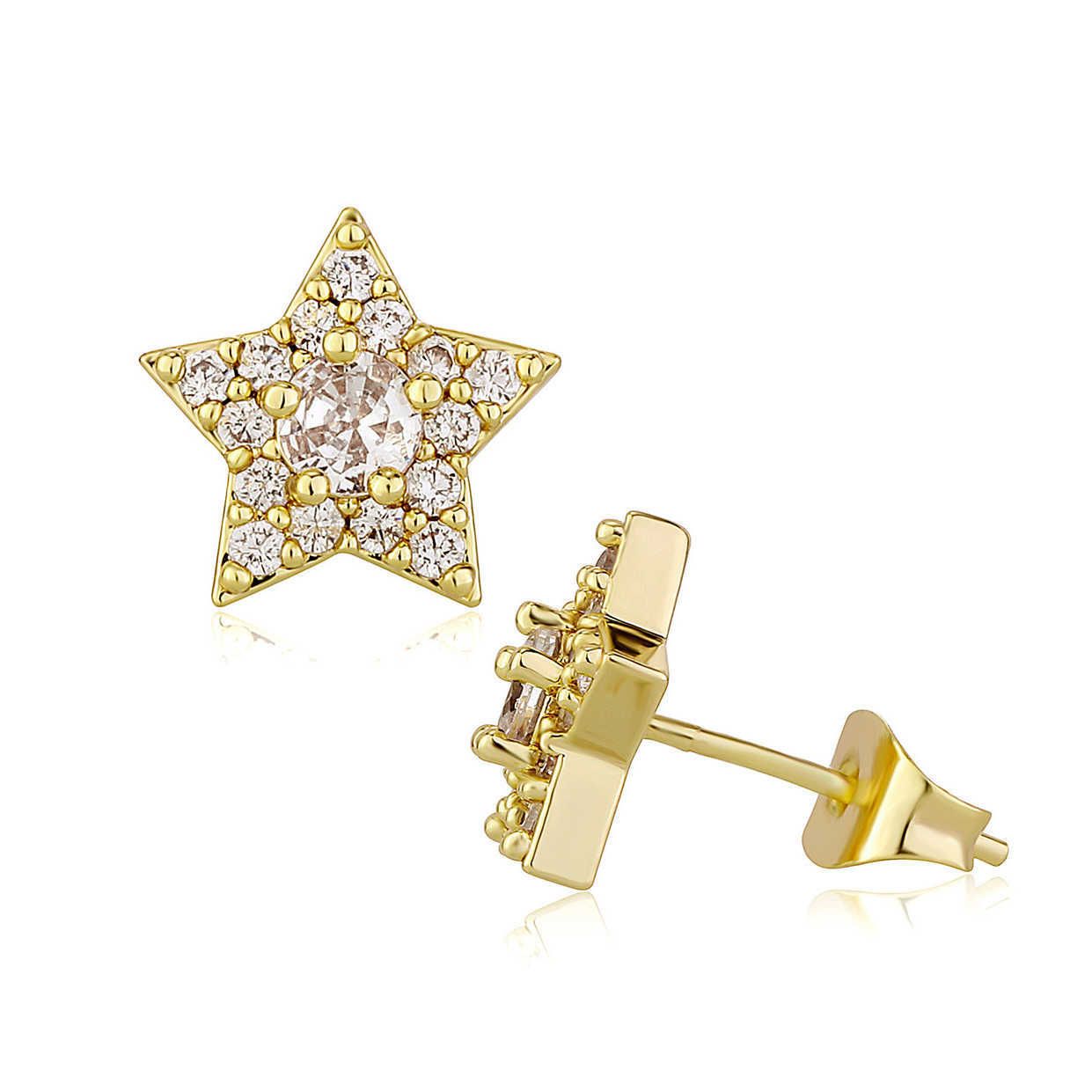 Fashion South Korea Live Broadcast Pentagram Earring Stud Female Iced Out Finve Point Star Earrings Studs S925 Silver Needle Fine Cubic Zircon Ear Rin