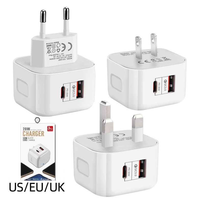 40W Dual PD USB C Wall Charger Eu US Uk Type c Power Adapter Fast Quick Charging Plugs For Iphone 12 13 14 15 Pro Max Samsung HTC