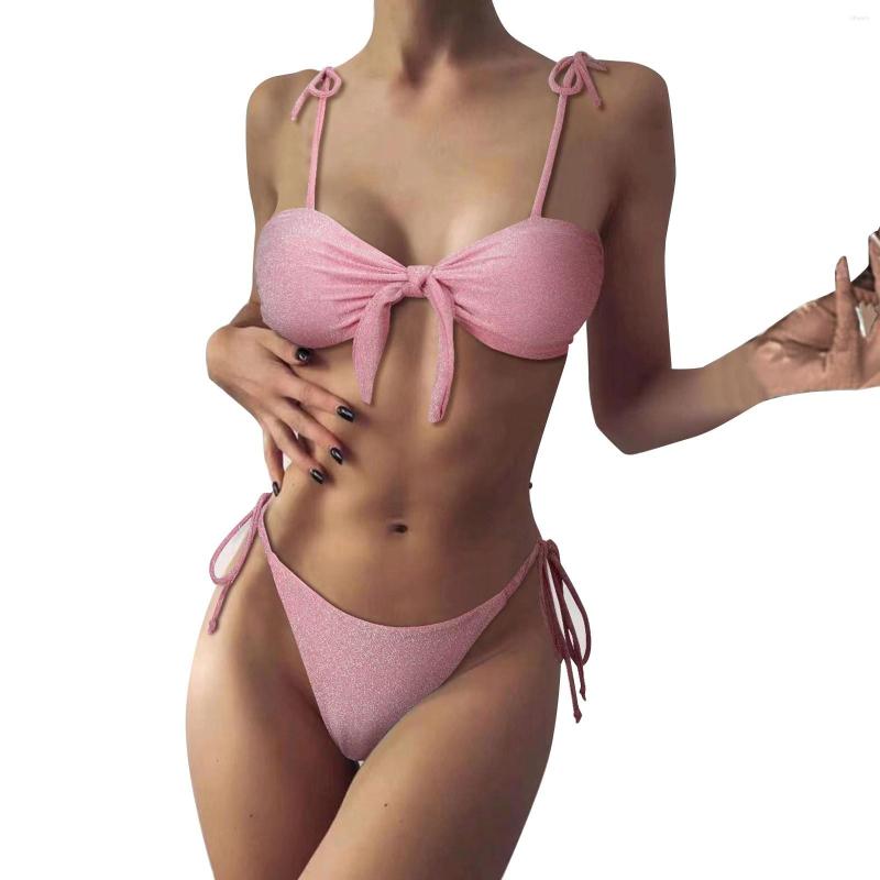 Women' Swimwear Women' 2 Piece Bathing Suits Halter Ring Bikini Set With, Pink 
Women' Swimwear Women' 2 Piece Bathing Suits Halter Ring Bikini Set With, Pink