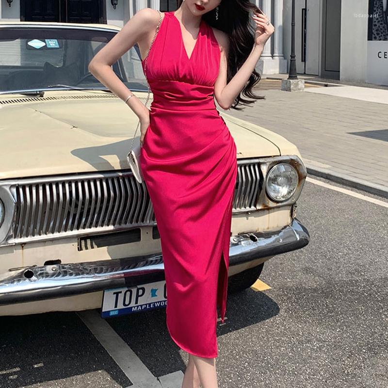 Casual Dresses JulyPalette 2023 Summer Sleeveless Dress For Women Chic Ladies Halter V-neck Folds Long Sexy Split Rose Red Party, White
Casual Dresses JulyPalette 2023 Summer Sleeveless Dress For Women Chic Ladies Halter V-neck Folds Long Sexy Split Rose Red Party, White