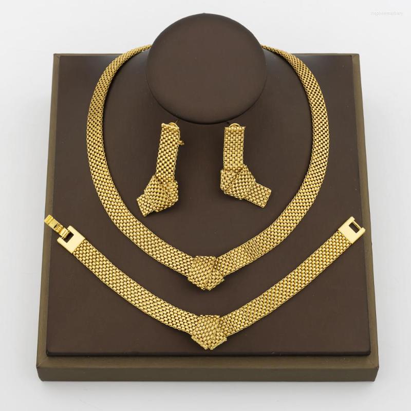 Necklace Earrings Set Brazilian Chain Jewelry 18K Gold Color Knot Choker And For Party Charm Bracelet Ring Punk Luxury, Picture shown
Necklace Earrings Set Brazilian Chain Jewelry 18K Gold Color Knot Choker And For Party Charm Bracelet Ring Punk Luxury, Picture shown