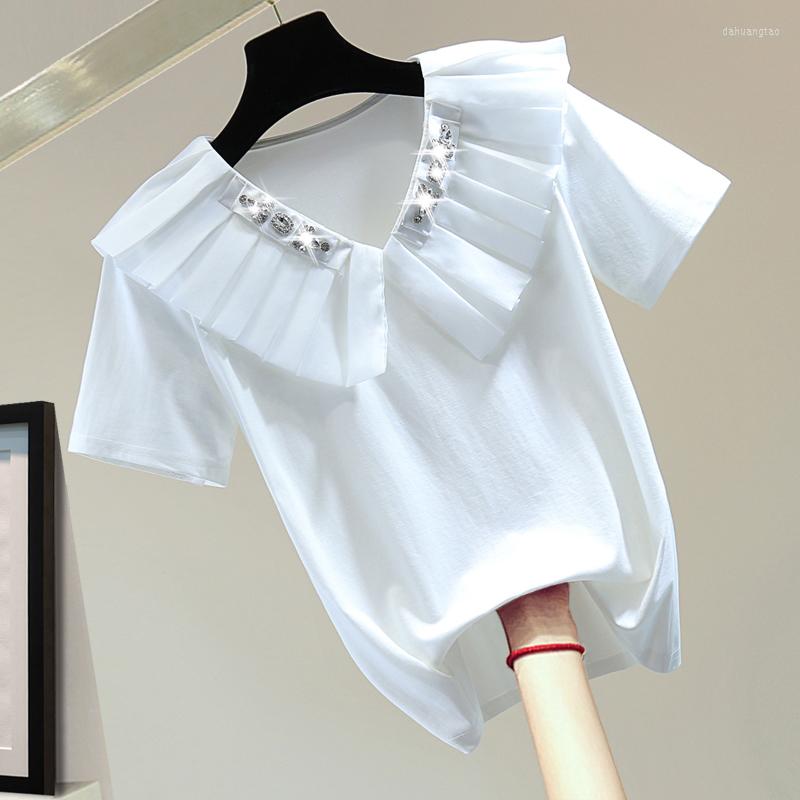 Women' T Shirts V-neck Diamond Tshirt Top For Women 2023 Summer Loose Pleated Casual Solid Color T-shirt Female Black Woman T-shirts
Women' T Shirts V-neck Diamond Tshirt Top For Women 2023 Summer Loose Pleated Casual Solid Color T-shirt Female Black Woman T-shirts