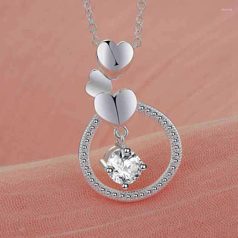 Chains 925 Stamped Silver Fine Heart Circle Pendant Zircon Necklace For Women Fashion Party Wedding Accessories Jewelry Gifts
Chains 925 Stamped Silver Fine Heart Circle Pendant Zircon Necklace For Women Fashion Party Wedding Accessories Jewelry Gifts