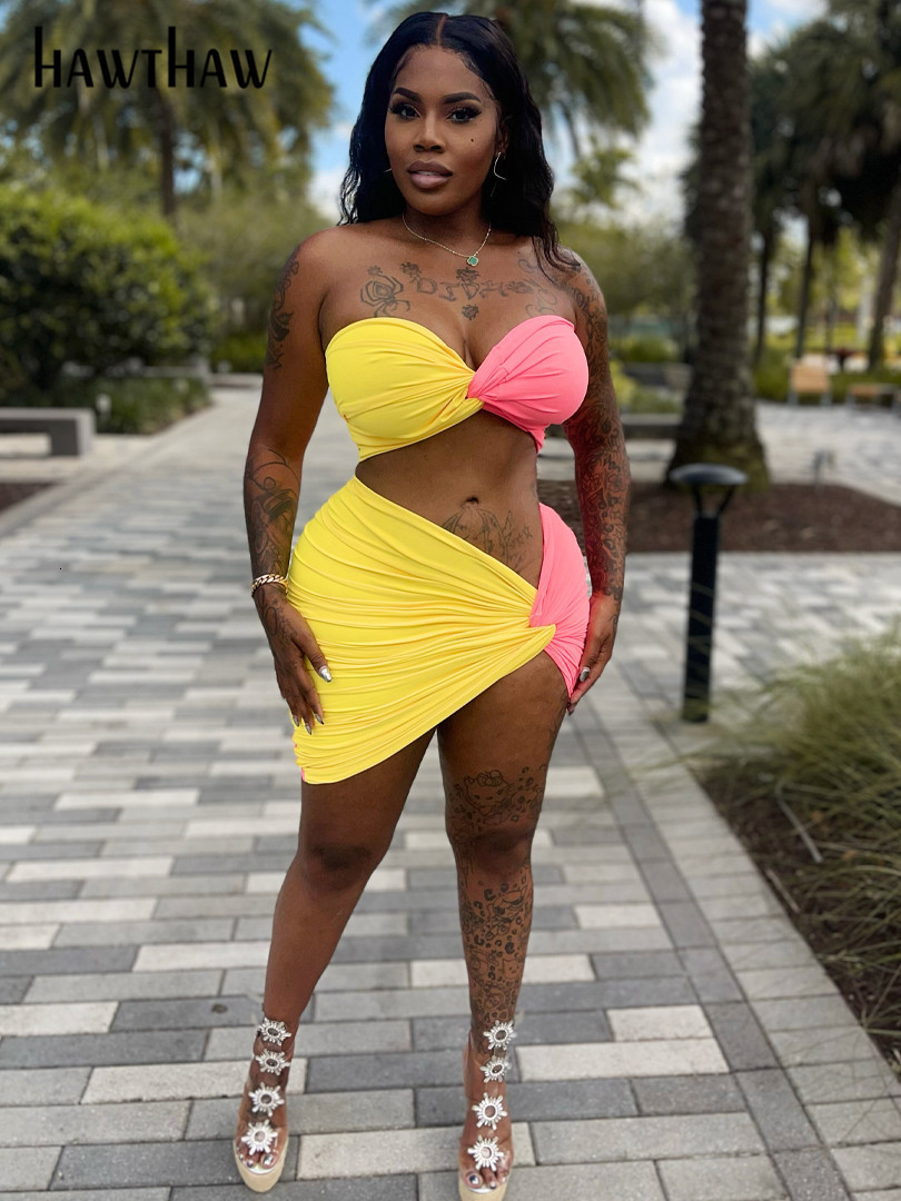 Two Piece Dress Hawthaw Women Summer Tube Tops Mini Skirts Beach Vacation Matching Sets Outfit Wholesale Items For Business 230512, Yellow
Two Piece Dress Hawthaw Women Summer Tube Tops Mini Skirts Beach Vacation Matching Sets Outfit Wholesale Items For Business 230512, Yellow