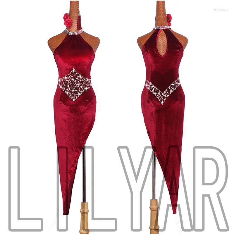 Stage Wear Latin Dance Competition Performance Adult Wine Red Velvet Long Dress, 1dress
Stage Wear Latin Dance Competition Performance Adult Wine Red Velvet Long Dress, 1dress