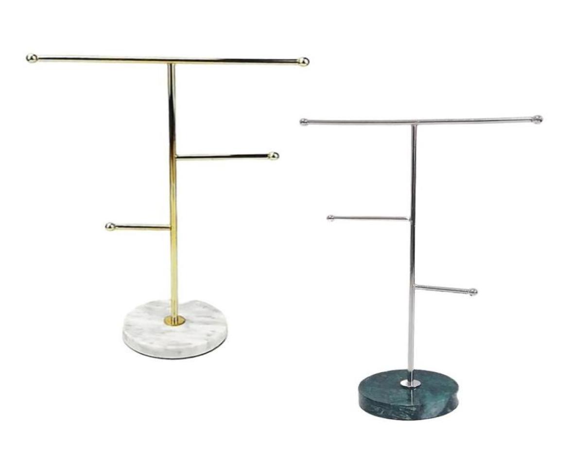 Jewelry Pouches Bags Iron Plating Earrings Display Rack Pendant Stand Holder Marble Base8817723