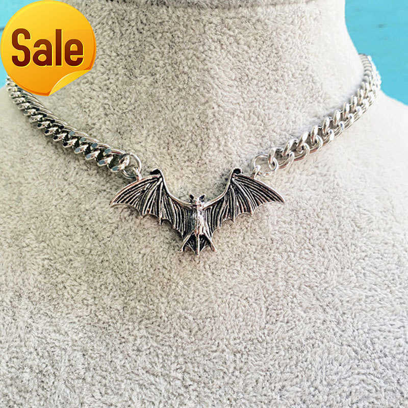 Cuban Link Chain Goth Gothic Grunge Rock Silver Metal Halloween Jewelry Choker Wings Bat Pendant Necklace Men Women
Cuban Link Chain Goth Gothic Grunge Rock Silver Metal Halloween Jewelry Choker Wings Bat Pendant Necklace Men Women