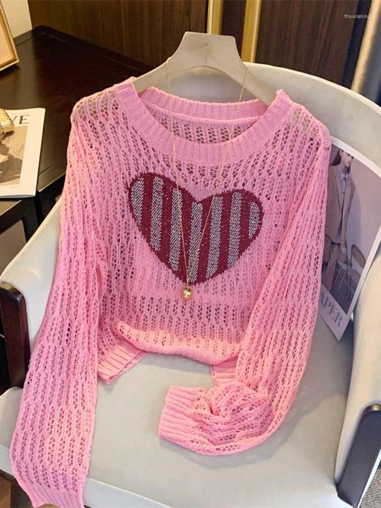 Women's T Shirts Pink Heart Hollow Out Rhinestones Women T-shirt Y2k Aesthetic Fashion Sweet Knitted Cropped Top Long Sleeve Harajuku Loose
Women's T Shirts Pink Heart Hollow Out Rhinestones Women T-shirt Y2k Aesthetic Fashion Sweet Knitted Cropped Top Long Sleeve Harajuku Loose