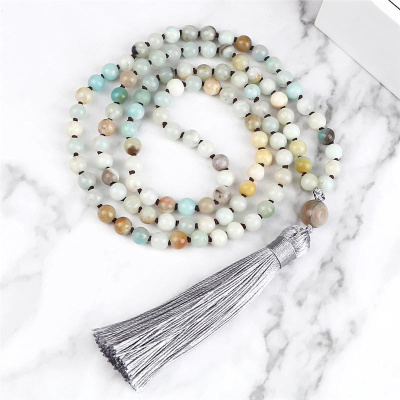 Pendant Necklaces 6mm Amazonite Beads With Gray Tassel Mala 108 Prayer Beaded Necklace Fashion Jewelry Gifts For Women Men YogaPendant
Pendant Necklaces 6mm Amazonite Beads With Gray Tassel Mala 108 Prayer Beaded Necklace Fashion Jewelry Gifts For Women Men YogaPendant