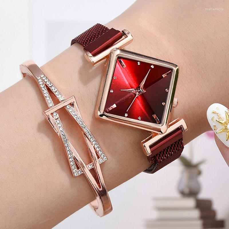Wristwatches Fashion Jewelry Watch Set Women Square Luxury Magnet Mesh Band Quartz With Bangle Relogio Feminino, Watch bracelet green
Wristwatches Fashion Jewelry Watch Set Women Square Luxury Magnet Mesh Band Quartz With Bangle Relogio Feminino, Watch bracelet green