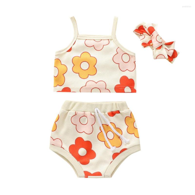 Clothing Sets Infant Baby Girls Clothes Suits Flower Print Sleeveless Sling Tank Tops Elastic Waist Shorts Headband 3Pcs Set 0-24M, Picture shown
Clothing Sets Infant Baby Girls Clothes Suits Flower Print Sleeveless Sling Tank Tops Elastic Waist Shorts Headband 3Pcs Set 0-24M, Picture shown