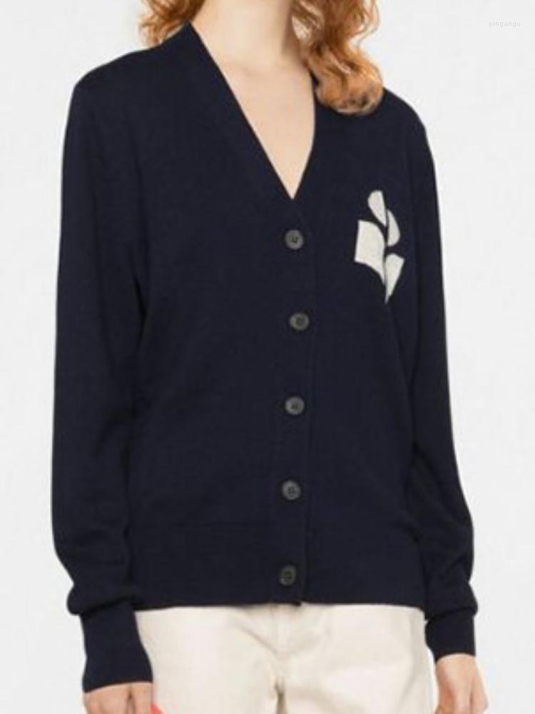 Women' Knits Women Sweater 2023 Fall/Winter V-Neck Geometric Pattern Knit Wool Cotton Blend Knitwear Cardigan, Dark blue 
Women' Knits Women Sweater 2023 Fall/Winter V-Neck Geometric Pattern Knit Wool Cotton Blend Knitwear Cardigan, Dark blue